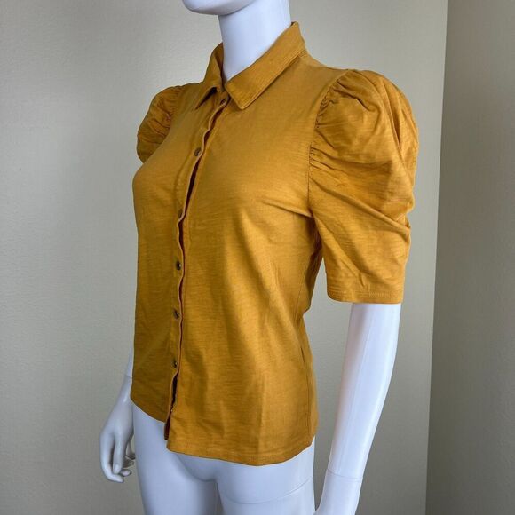 Nation LTD Women's Size S Yellow Ennis Workshirt Top NEW Retro Modern Cotton 70s - Picture 9 of 13